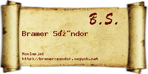 Bramer Sándor névjegykártya